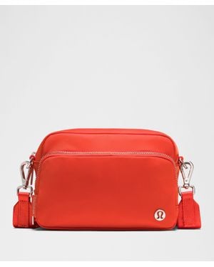 lululemon bags red Reusable Tote Carryall Handbag (Red) : Home & Kitchen Great for hauling groceries or gym clothes 2 New Lululemon Limited Edition