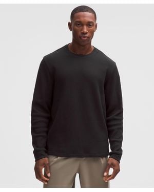 lululemon Cotton-Blend Waffle Knit Long-Sleeve Shirt - Black