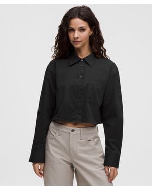 lululemon Woven Cropped Button-Up Long-Sleeve Shirt - Black