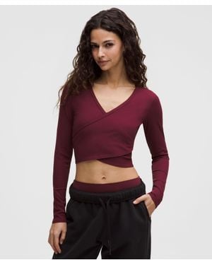 lululemon – Nulu Ribbed Wrap-Front Long-Sleeve Shirt Heart – Color Burgundy/ – Size Large - Red