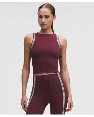 lululemon – Groove High-Neck Tank Top Stripe Trim – Color Burgundy/ – Size 4 - Red