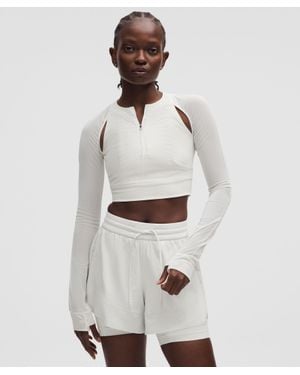 lululemon – Mesh Cropped Long-Sleeve Shirt Slnsh Collection – – Size Large - White