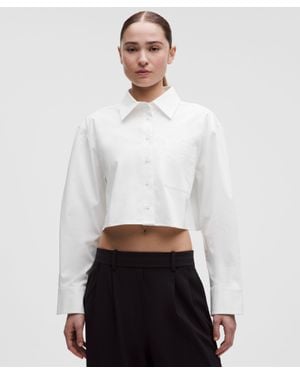 lululemon Woven Cropped Button-Up Long-Sleeve Shirt - White