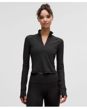 lululemon – It's Rulu Cropped Half Zip Long-Sleeve Top – – Size 14 - Black