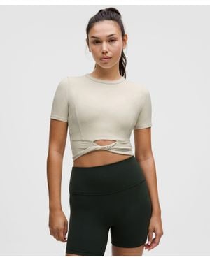 lululemon Cropped Nulu Twist-Hem Short-Sleeve Shirt - White