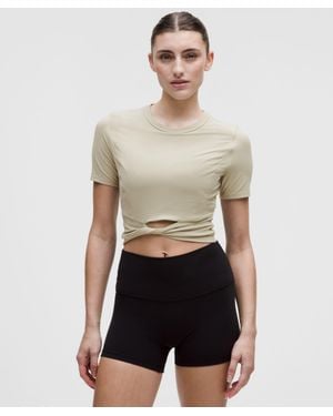 lululemon Cropped Nulu Twist-Hem Short-Sleeve Shirt - White