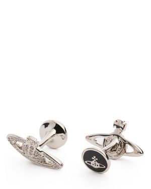 Vivienne Westwood Gemelli Basso Rilievo Con Cristalli - Bianco