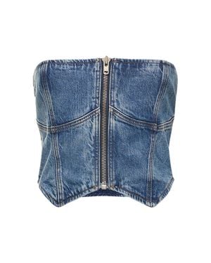 Reformation Top bustier ena in denim di misto cotone - Blu