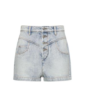 Isabel Marant Shorts de algodón con cintura alta - Azul