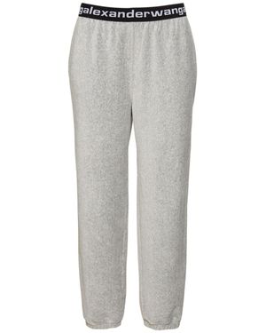 Alexander Wang Pantaloni In Felpa Millerighe Stretch Con Logo - Grigio