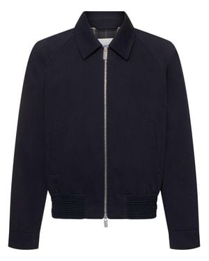 Burberry Uomo Giacca Harrington Con Zip - Blu