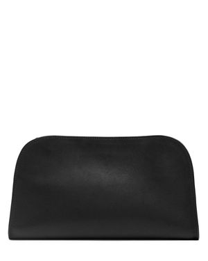 The Row peggy Saddle Leather Clutch - Black