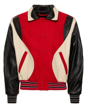 ANDERSSON BELL Giacca varsity robyn in lana e pelle - Rosso