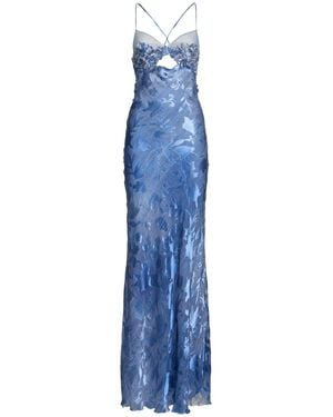 Ermanno Scervino Mujer Vestido Largo Bordado - Azul