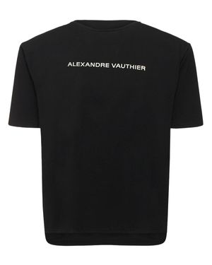 Alexandre Vauthier T-shirt in jersey imbottito con logo - Nero