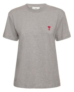 Ami Paris T-shirt ami de coeur in cotone organico - Grigio