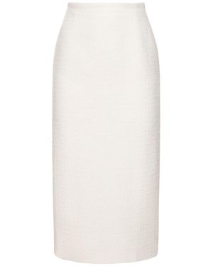 Alessandra Rich Gonna midi vita alta in tweed bouclé - Bianco