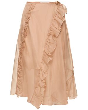 Cecilie Bahnsen Mujer Falda Midi De Seda De Organza - Neutro