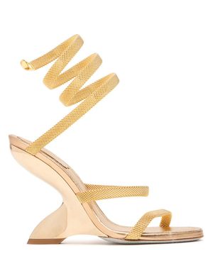 Rene Caovilla Donna Sandali Metallizzati Con Zeppa 105Mm - Metallizzato