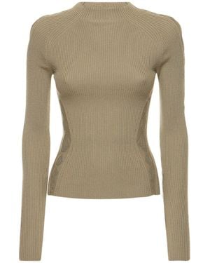Dion Lee Maglia girocollo in lana a costine - Verde