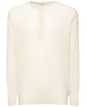 AURALEE Maglia henley in lana e seta - Neutro