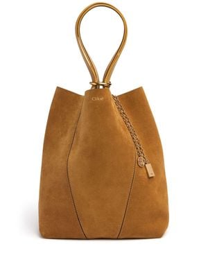 Chloé Mujer Bolso Tote Mediano Spin De Ante Unique - Marrón