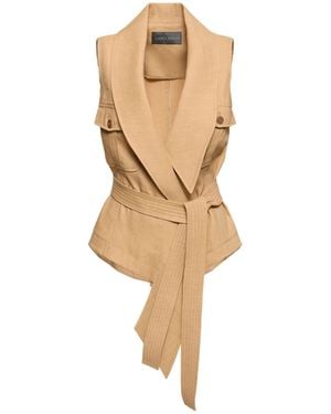Alberta Ferretti Chaleco de lino con escote en v y cinturón - Neutro