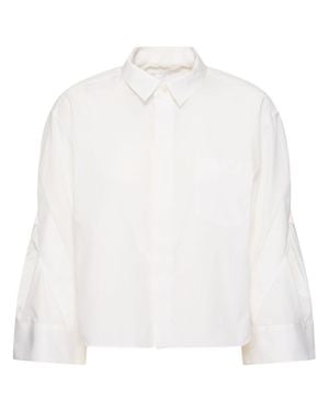 Sacai Mujer Camisa De Popelina De Algodón - Blanco