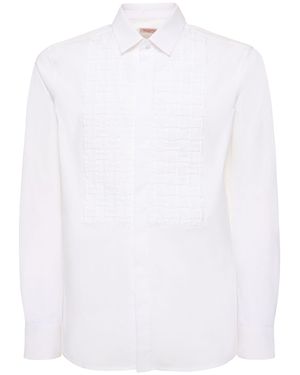 Valentino Camicia in cotone con plastron - Bianco