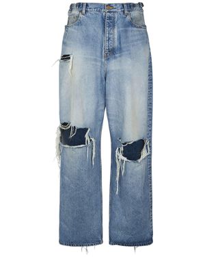 Balenciaga Jeans baggy fit in cotone destroyed - Blu