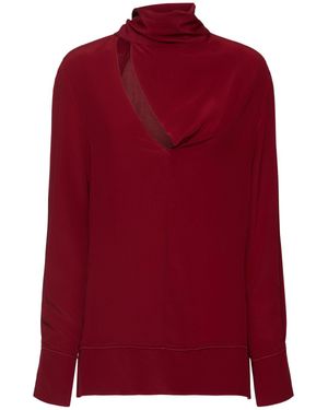 Victoria Beckham Mujer Top De Seda Con Cuello Bufanda - Rojo