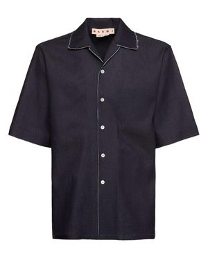 Marni Uomo Camicia Stretch Trompe L'Oeil - Blu