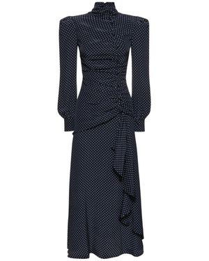 Alessandra Rich Vestito collo alto in seta a pois - Blu