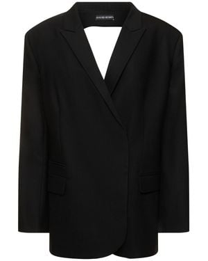 David Koma Veste cintrée en laine ajourée - Noir