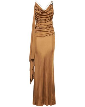 GIUSEPPE DI MORABITO Crisscross draped viscose maxi dress - Marrone