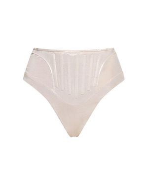 Mugler Slip bikini vita alta in jersey lamé - Neutro
