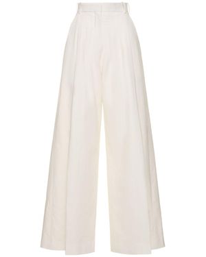 Nina Ricci Pantaloni larghi vita alta in misto lino - Bianco