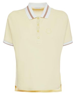 Moncler Polo In Jersey Di Cotone - Neutro