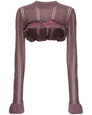 Cormio Annalisa Glittered Viscose Knit Bolero - Purple