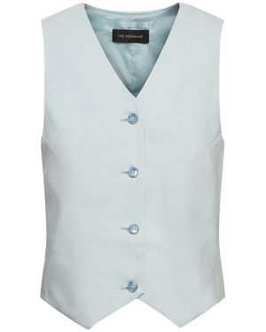 ANDAMANE Gilet pauline in misto lino - Blu