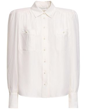 Alessandra Rich Camicia in seta jacquard / tasche - Bianco