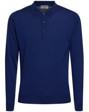 John Smedley Hombre Suéter De Punto De Lana - Azul