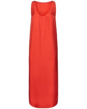 Loulou de Saison Nada Scoop Neckline Silk Long Dress - Red