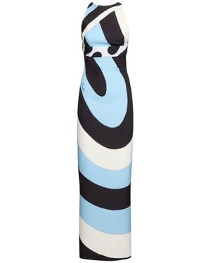 Emilio Pucci Vestito senza maniche in crepe / schiena aperta - Blu