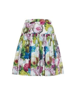 Dolce & Gabbana Minigonna in popeline di cotone plissé - Bianco