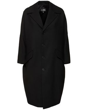 MM6 by Maison Martin Margiela Mujer Abrigo De Gabardina De Lana - Negro