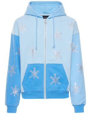 Unknown Blue Mix Rhinestone Dagger Cotton Hoodie