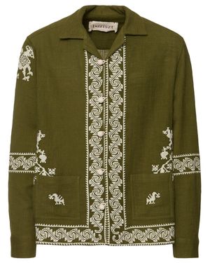 BAZISZT Uomo Camicia Tulum - Verde