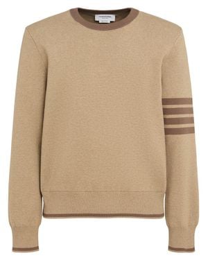 Thom Browne Milano Stitch Cotton Crewneck Sweater - Natural