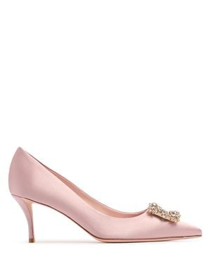 Roger Vivier Salones de satén con cristales 65mm - Rosa